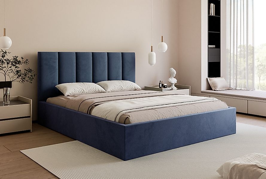 Goldstoff Polsterbett mit Stauraum & elegantem günstig online kaufen