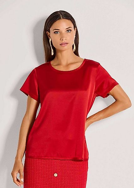 MADELEINE Kurzarmshirt Seidenshirt mit Rippenband Basicshirt mir Rundhalsau günstig online kaufen