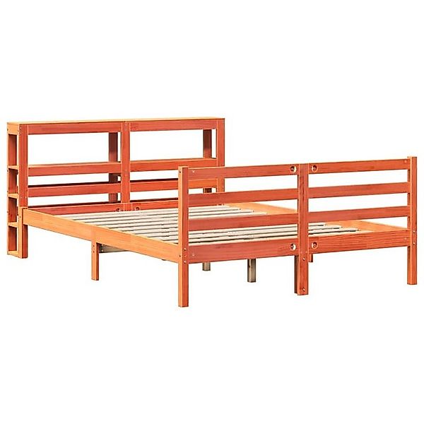 vidaXL Bett Massivholzbett ohne Matratze Wachsbraun 140x190 cm Kiefernholz günstig online kaufen