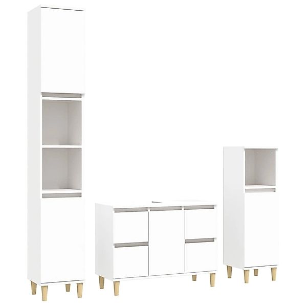 vidaXL 3-tlg. Badmöbel-Set Weiß Holzwerkstoff Modell 11 günstig online kaufen