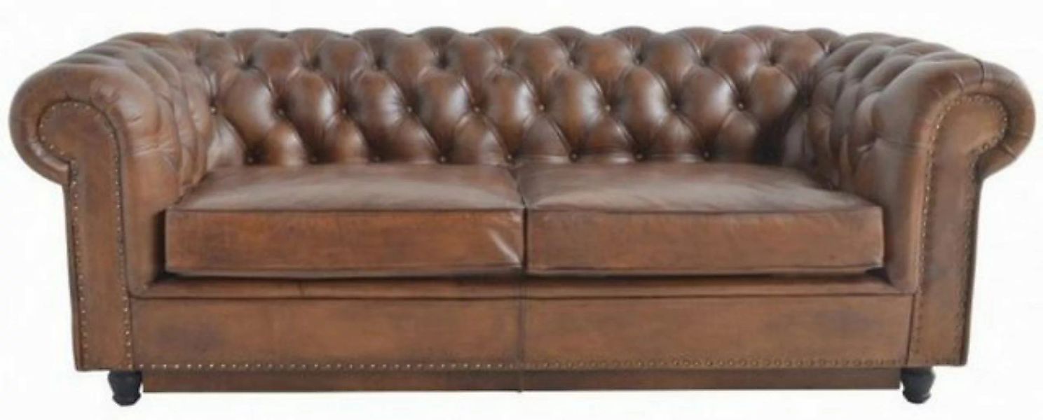 Casa Padrino Chesterfield-Sofa Luxus Chesterfield Leder Schlafsofa Braun 24 günstig online kaufen