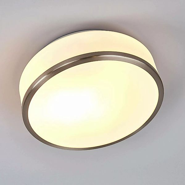 Deckenleuchte Flush IP44, Ø 28cm, silber satiniert günstig online kaufen