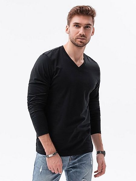 OMBRE Rundhalsshirt Ombre Herren Longsleeve einfarbig - schwarz L136 M günstig online kaufen