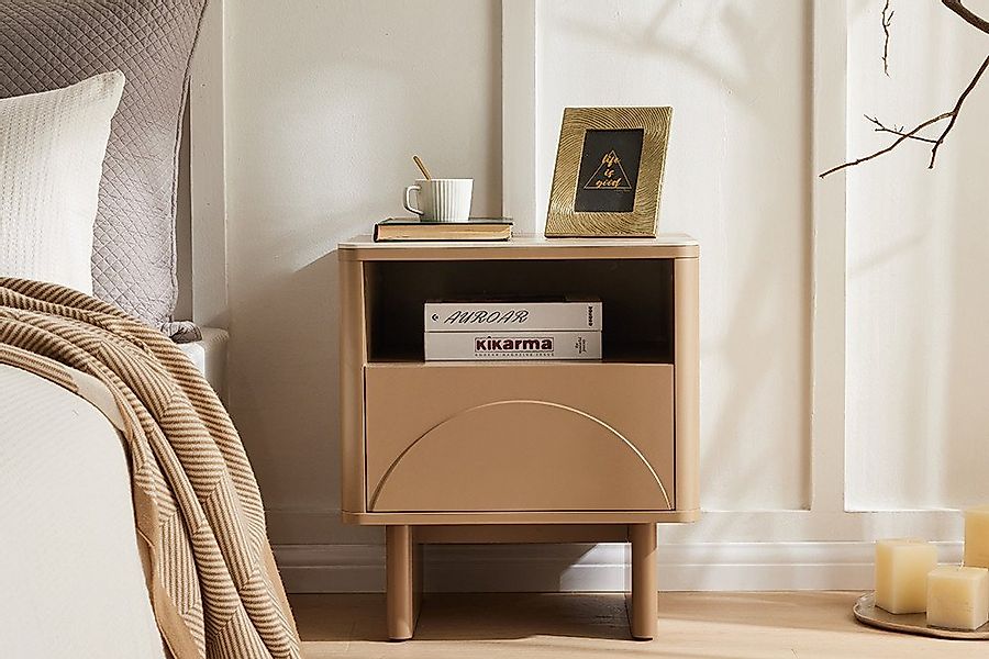 riess-ambiente Nachttisch SAVOY 50cm beige - Keramik, Travertin, Stauraum, günstig online kaufen