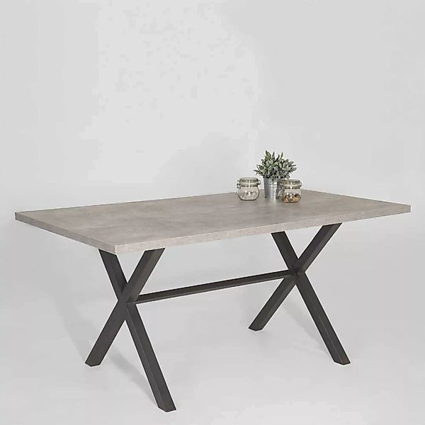 Esszimmer Tisch in Beton Grau und Anthrazit X-Füßen günstig online kaufen