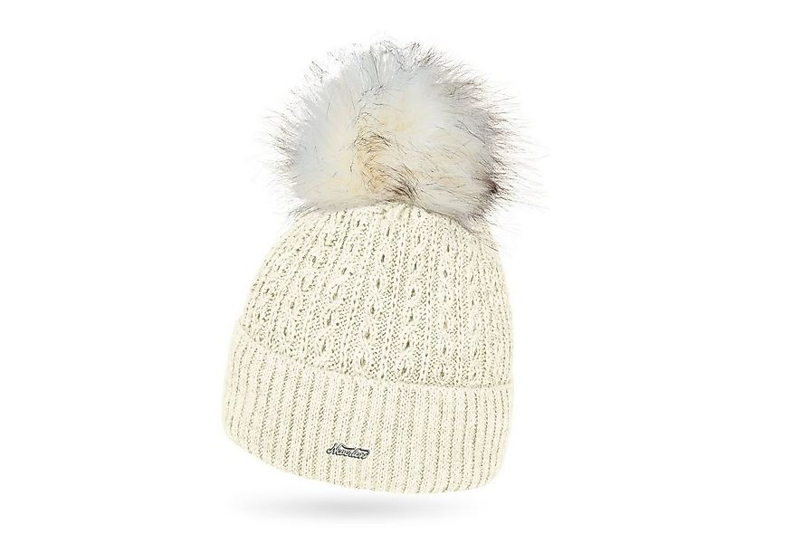 Neverless Bommelmütze Damen Strick-Mütze gefüttert Fell-Bommel Kunstfell Bo günstig online kaufen