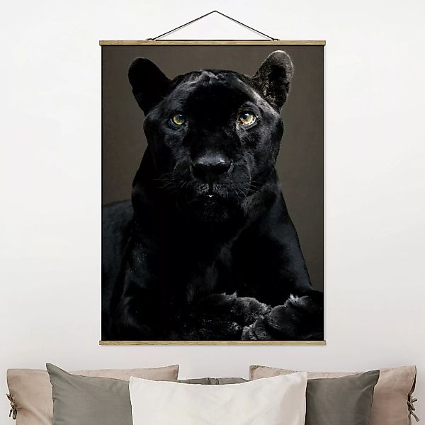 Stoffbild Tiere mit Posterleisten - Hochformat Black Puma günstig online kaufen