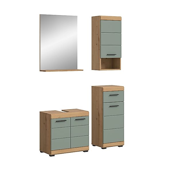 Badkombination 4-teilig Türen 112 x 191 x 34 cm Front Salbei FSC® günstig online kaufen
