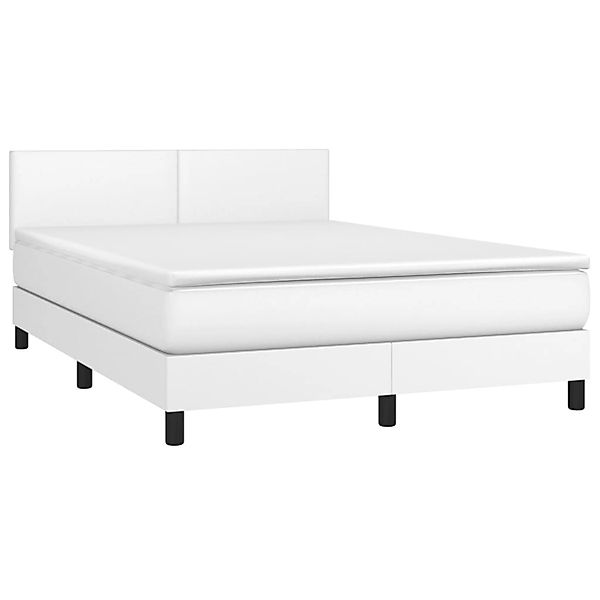 vidaXL Boxspringbett mit Matratze & LED Weiß 140x190 cm Kunstleder 3134100 günstig online kaufen