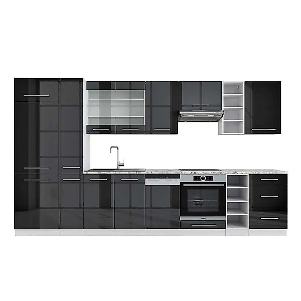 Vicco R-Line Eckküche Anthrazit Hochglanz/Weiß 227 x 287 cm AP Marmor ohne günstig online kaufen