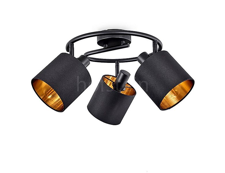 hofstein Deckenleuchte moderne Deckenlampe aus Metall/Stoff in Schwarz/Gold günstig online kaufen
