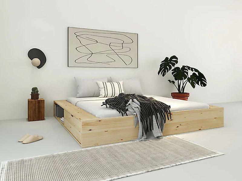 Home affaire Stauraumbett "Erno, Massivholzbett, Futonbett, 275KG belastbar günstig online kaufen