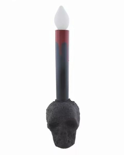 Schwarze Totenschädel Kerze mit Beleuchtung 24cm Partydeko schwarz günstig online kaufen