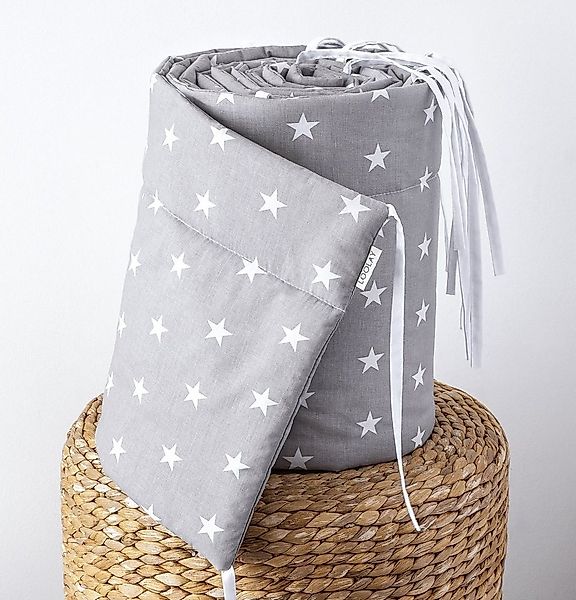 Loolay Bettnestchen GRAU WEIß Baumwolle BETTUMRANDUNG Babybett 420, 360, 21 günstig online kaufen