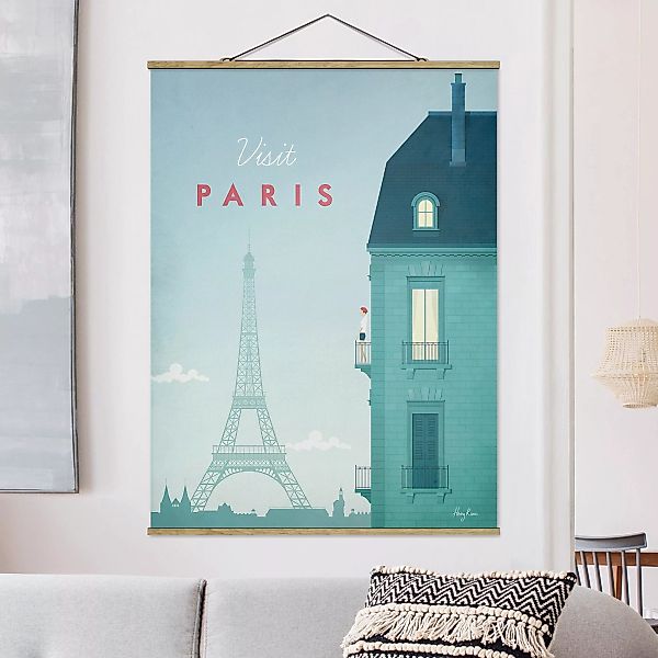 Stoffbild Architektur mit Posterleisten - Hochformat Reiseposter - Paris günstig online kaufen