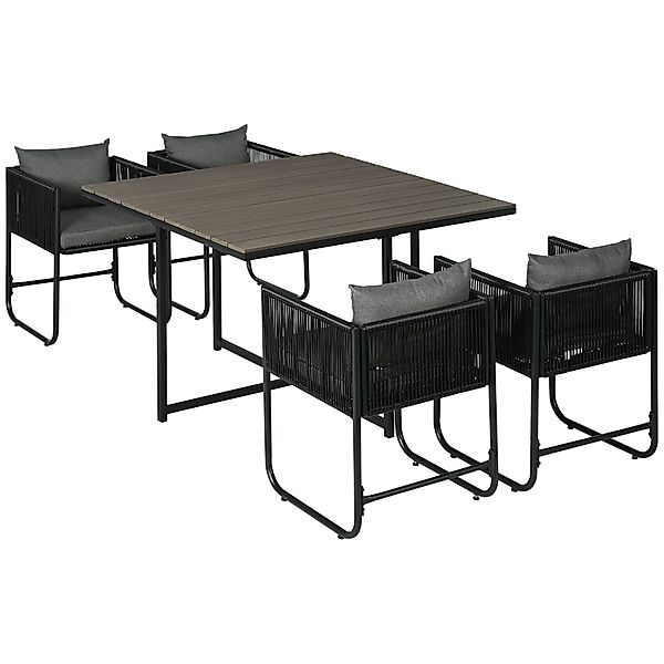 Outsunny Sitzgruppe 5-tlg. Polyrattan Gartenmöbel Set günstig online kaufen
