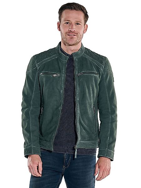 Engbers Lederjacke Herren Lederjacke mit Stehkragen, Dunkelgruen günstig online kaufen