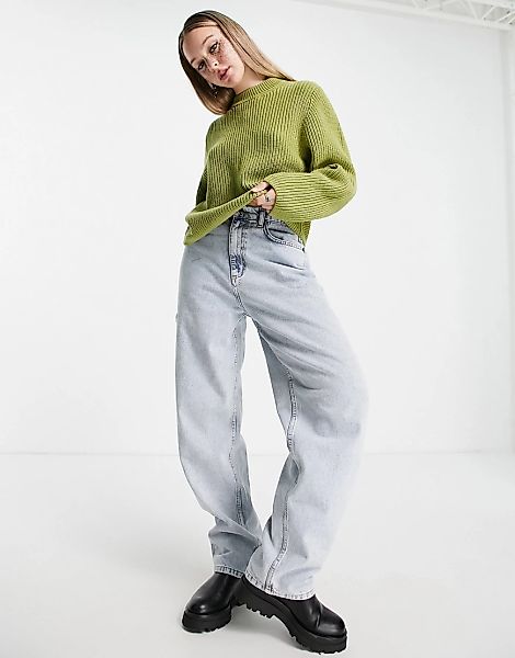 Weekday – Minnie – Pullover aus recyceltem Polyester in hellem Limettengrün günstig online kaufen