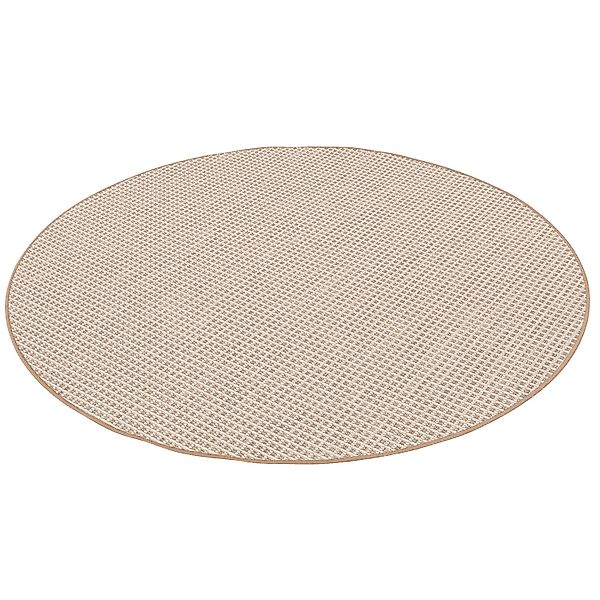 Snapstyle In & Outdoor Teppich Flachgewebe Oslo Beige Creme Karo 100cm Rund günstig online kaufen
