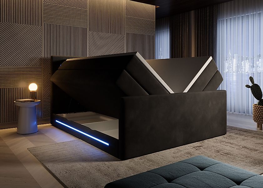 wonello Boxspringbett Monaco, mit LED Beleuchtung, günstig online kaufen