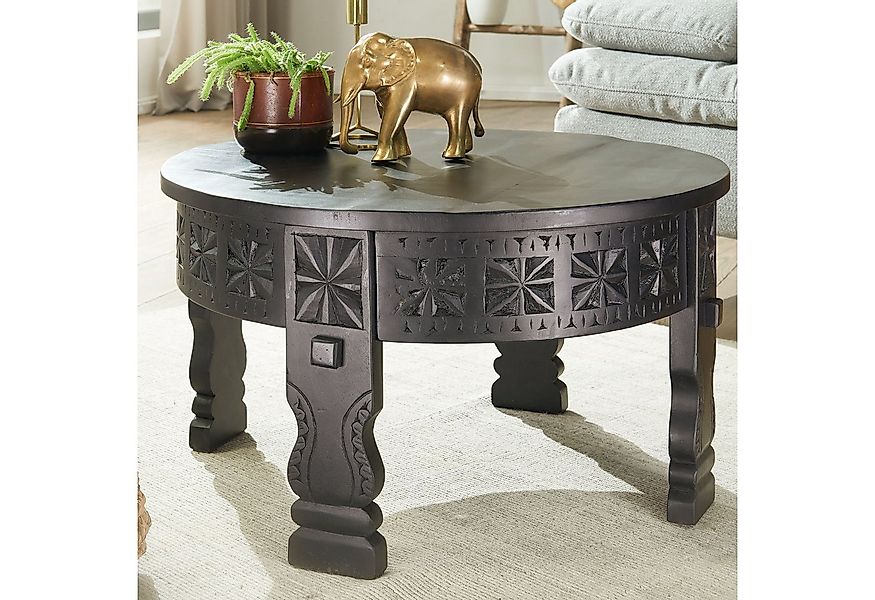 FINEBUY Couchtisch FB26149 Massiv 60cm rund Wohnzimmertisch orientalischer günstig online kaufen
