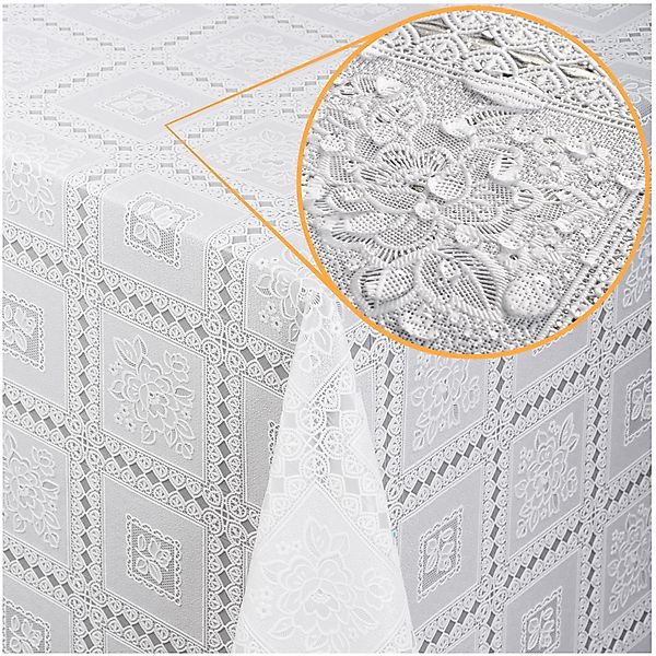 ANRO Tischdecke Lace Vinyltischdecke Häkelspitze Gartentischdecke günstig online kaufen
