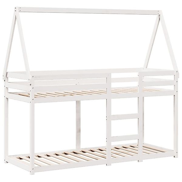 vidaXL Bett Etagenbett mit Dach Weiß günstig online kaufen