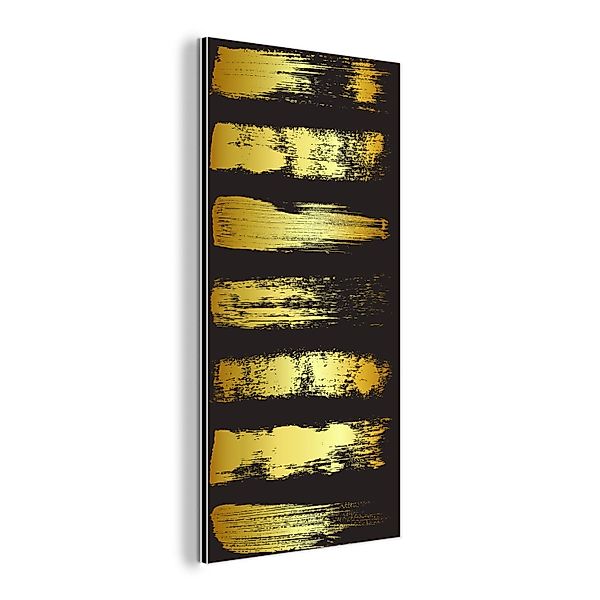 MuchoWow Metallbild Goldene Streifen auf schwarzem günstig online kaufen