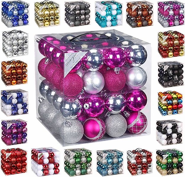 JACK Christbaumschmuck 64x Kunststoff Christbaumkugeln Ø 6cm Baum Kugeln in günstig online kaufen