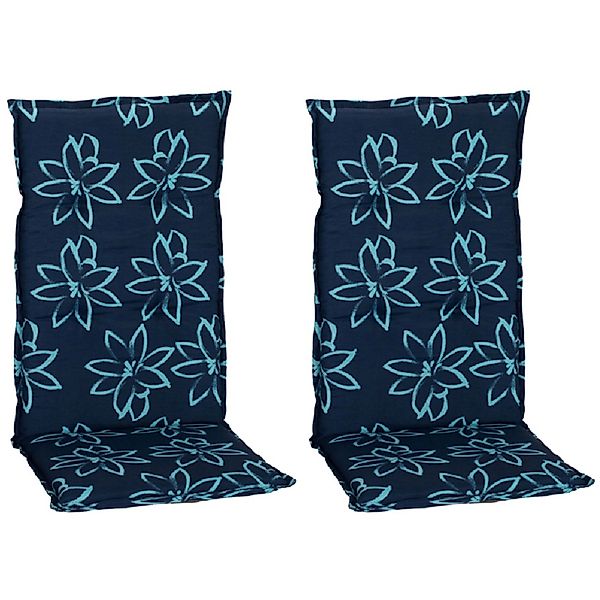 Beo Sitzauflage Hochlehner Bunde 2er-Set Hellblau-Dunkelblaue Blumen günstig online kaufen