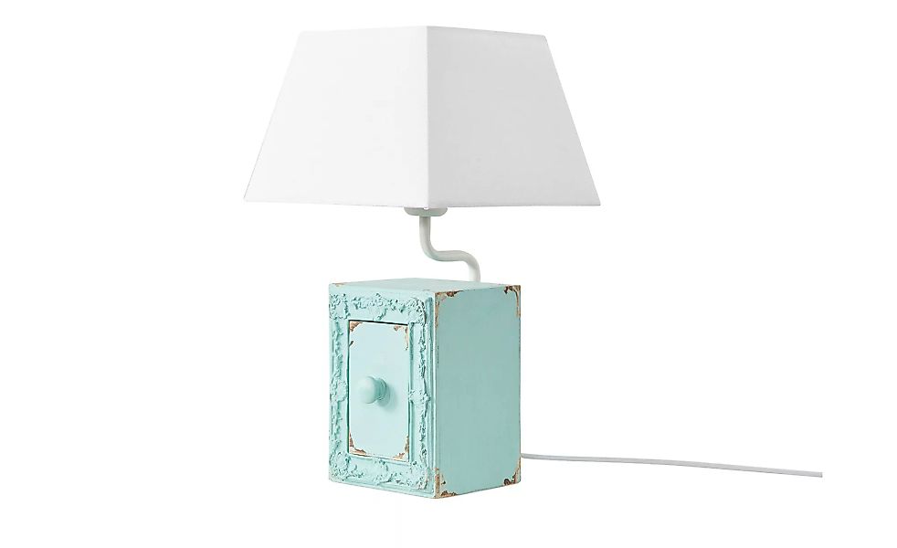 Tischleuchte, 1-flammig, blau mit Schublade - blau - 44 cm - Lampen & Leuch günstig online kaufen