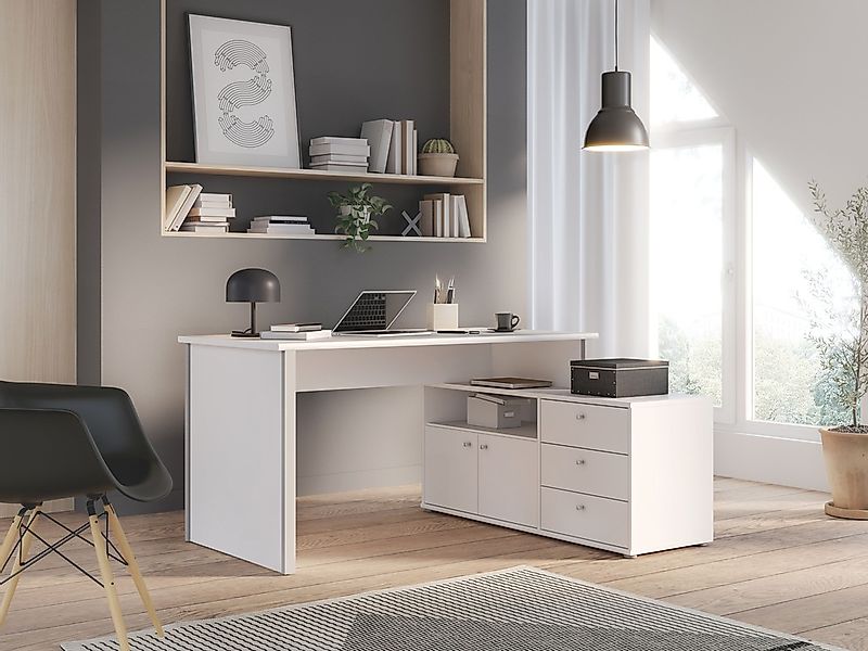 FORTE Eckschreibtisch "Tempra" viel Stauraum, Breite 151 cm günstig online kaufen