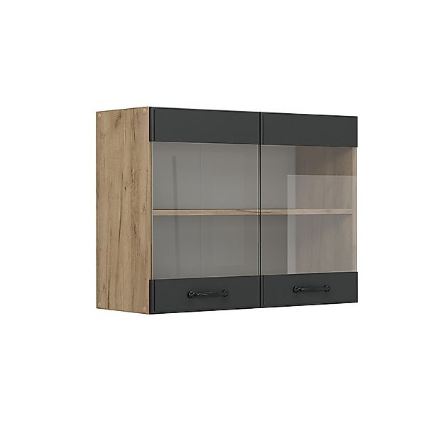 Vicco Glashängeschrank R-Line, Anthrazit Landhaus/Goldkraft Eiche, 80 cm günstig online kaufen