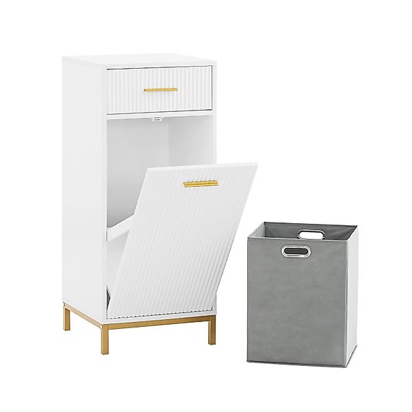 SoBuy Wäscheschrank mit Ausklappbarem Wäschesack Wäschesammler Weiß BZR180- günstig online kaufen