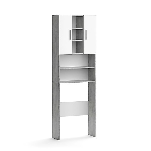 Vicco Waschmaschinenschrank Luis Beton/Weiß 190 x 64 cm günstig online kaufen