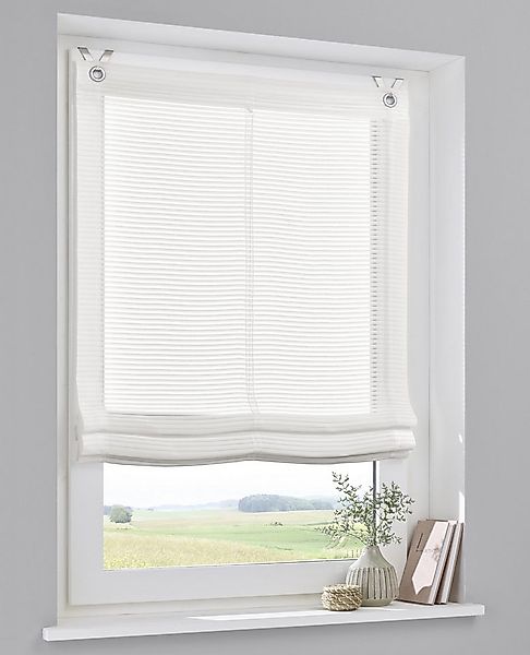 Kutti Raffrollo Areggo mit Ösen, halbtransparent, mit Hakenaufhängung, ohne günstig online kaufen