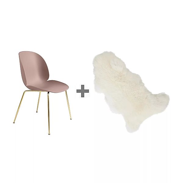 Gubi - Aktionsset Beetle Dining Chair Stuhl Gestell Messi - süßes pink/Lamm günstig online kaufen