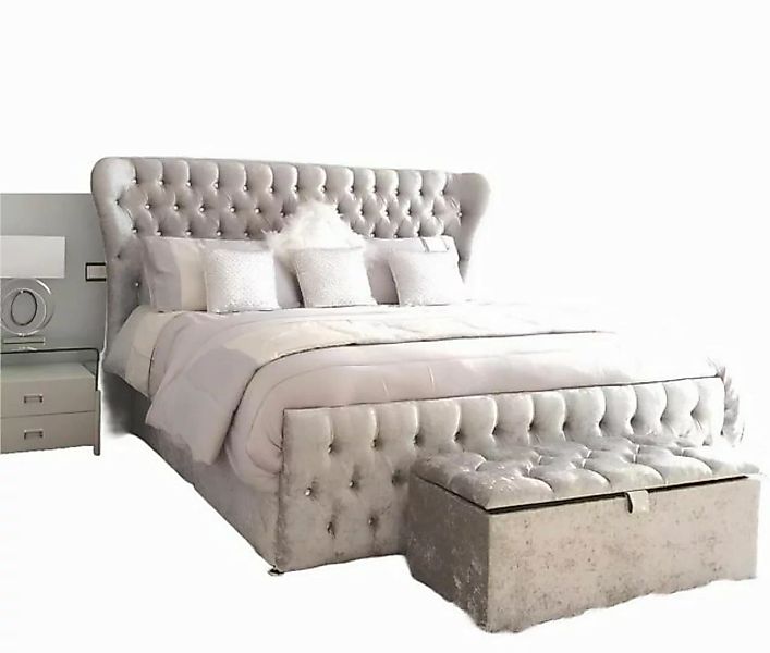 Xlmoebel Bett Designer Bett aus Chesterfield Stil mit Polsterung aus Textil günstig online kaufen