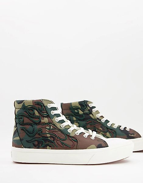 Vans – ComfyCush SK8-Hi – Sneaker mit Military-Muster-Blau günstig online kaufen