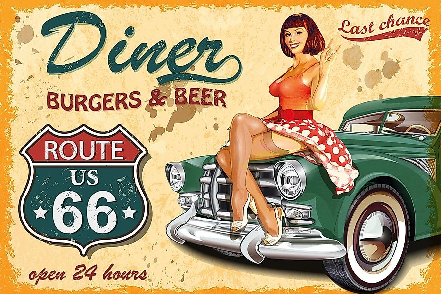 queence Metallbild DINER, Essen, Getränke, Schriftzug, günstig online kaufen