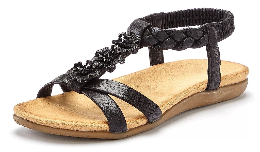 LASCANA Sandale, Sandalette, Sommerschuh mit Schmucksteinchen und elastisch günstig online kaufen