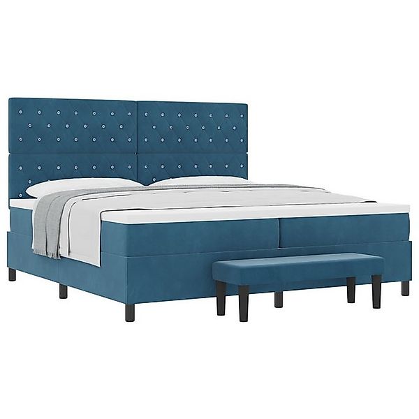 vidaXL Bett Boxspringbett mit Matratze & Bank Dunkelblau 200 x 200 cm Samt günstig online kaufen