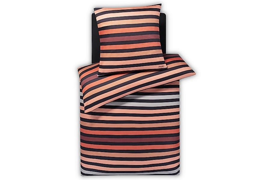 JOOP! Bettwäsche Tone 4103 8 Copper, Mako-Satin, 2 teilig, Gestreift, Logo günstig online kaufen