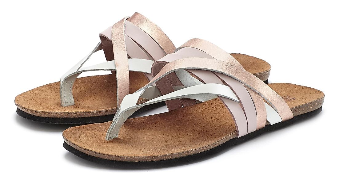 LASCANA Zehentrenner Sandale, Pantolette aus Leder günstig online kaufen