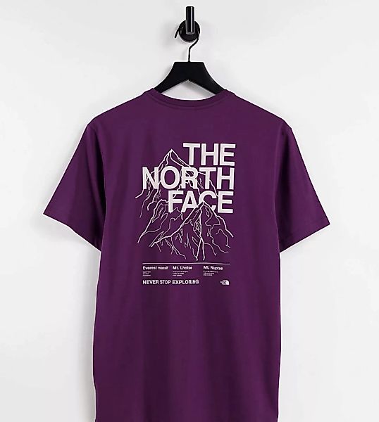 The North Face – T-Shirt in Burgunderrot mit Bergkontur-Print, exklusiv bei günstig online kaufen