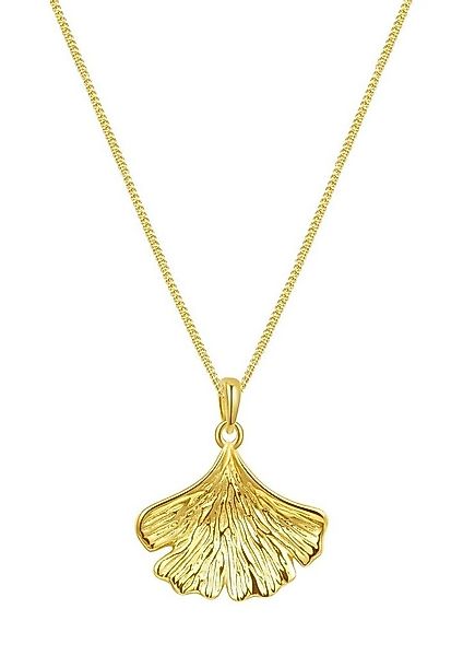 Hey Happiness Kette mit Anhänger Silber 925 Damen Ginkgo, 18K Vergoldet Cha günstig online kaufen