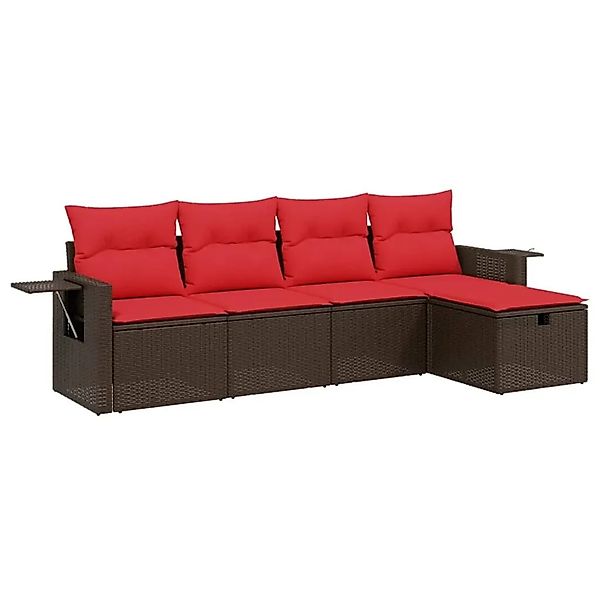 vidaXL 5-Tlg Gartensofa-Set mit Kissen Braun Polyrattan 3263780 günstig online kaufen