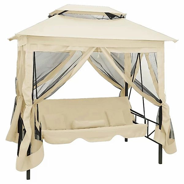 Pavillon Umwandelbare Schaukelbank Cremeweiß günstig online kaufen
