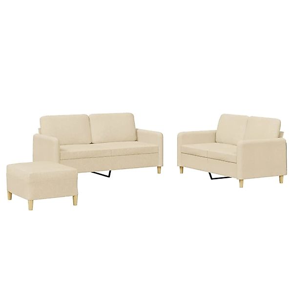 vidaXL 3-Tlg Sofagarnitur mit Kissen Creme Stoff 3202096 günstig online kaufen