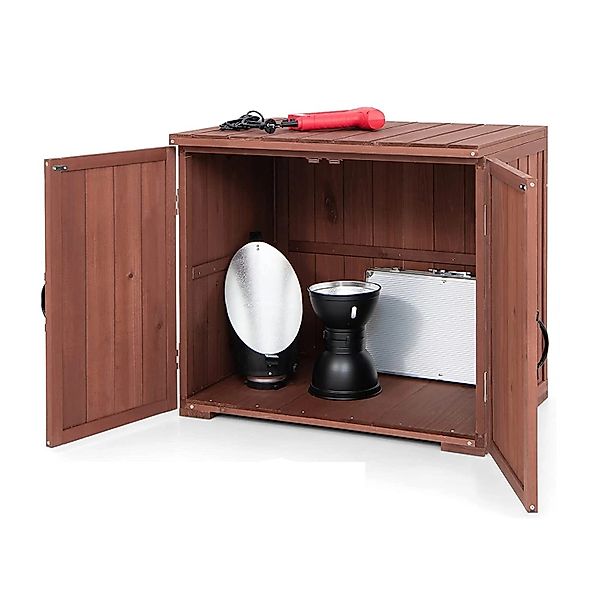Costway Gartenschrank Holz Werkzeugschrank Braun 77 x 56 x 72 cm günstig online kaufen